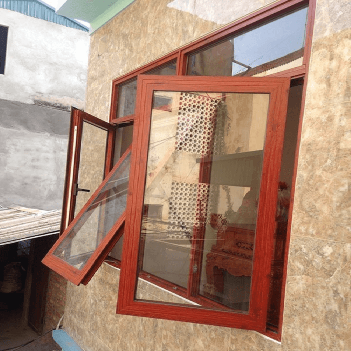 mẫu cửa sổ nhôm kính 1 cánh đẹp giả gỗ
